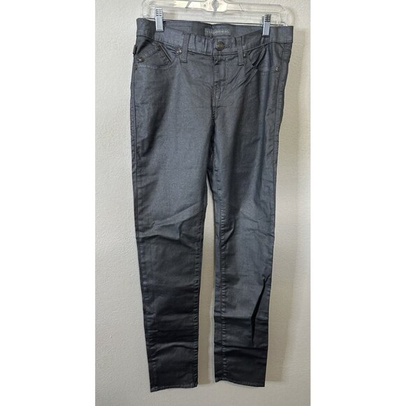 Rock & Republic Denim - Rock And Republic Mid Rise Embroidered Logo Gray Metallic Skinny Jeans Size 10